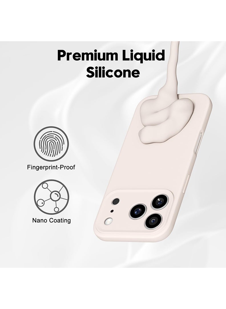 Case Up Compatible with Apple iPhone 17 Pro Max Case, Soft & Premium Liquid Silicone [Anti-Scratch Microfiber Lining] Shockproof Protective Slim Phone Cover Off White - Image 5